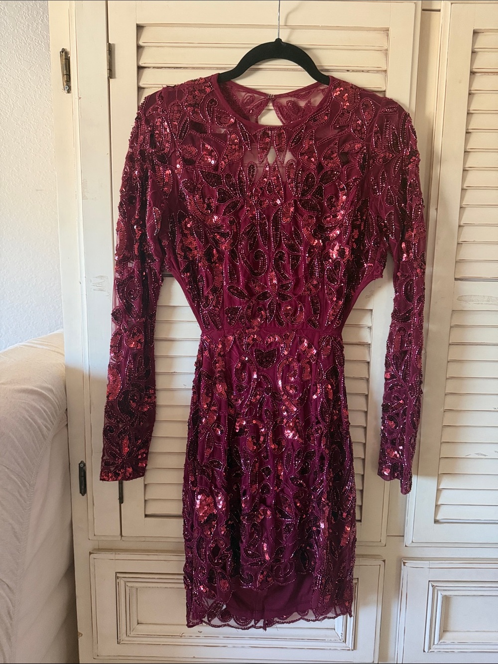 ASOS Fuchsia Sequin Long Sleeve Cocktail Dress